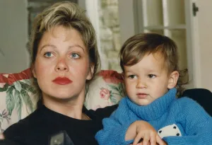 Denise Welch pictured at home with her son Matthew 3 October 1991 circa