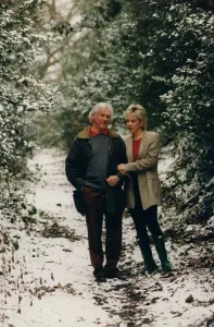 Winter Prints: Denise Welch taking a stroll with her father Vin Welch 7 February 1996