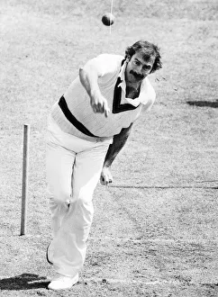 Dennis Lillee Australian test cricket player runs up and bowls in the nets at Lords