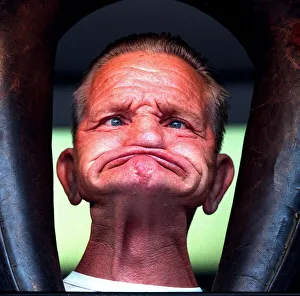 Humor Prints: Dennis Russell From Walsall Taking part in the gurning competition in Dudley