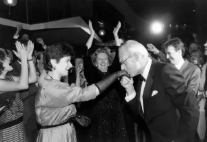 00048 Prints: Dennis Thatcher with wife Prime Minister Margaret Thatcher. October 1983