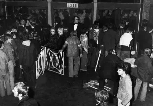 Punks Prints: Derbis litters the foyer of the the Elizabethan ballroom Belle Vue in Manchester after