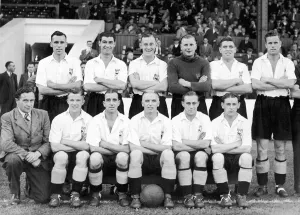 Derby County Football club pose for a team group photograph
