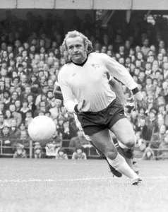 Derby County footballer Francis Lee in action against Ipswich Town during the League