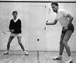 00053 Prints: Derek Ibbotson, pictured playing squash with Mandy Holdsworth, in Huddersfield