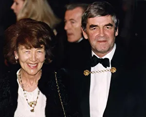 Derek Nimmo Comedian actor with wife Patricia at film premiere Prince of Tides