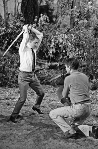 Sound Prints: Derek Ware fight co-ordinator runs through the fight scene with the Ian (William Russell