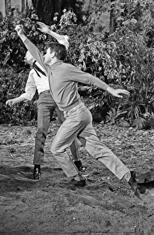 Derek Ware fight co-ordinator runs through the fight scene with the Ian (William Russell