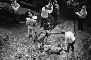 Television Studios Prints: Derek Ware fight co-ordinator runs through the fight scene with the Saracen