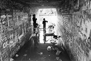 00054 Prints: Derelict housing in an area of Newcastle - An adventure to Children finding anythig to