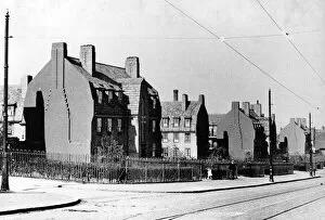Accommodation Collection: A deserted scene in tram-lined Garrison Lane, showing the old style of flats of the 1920s