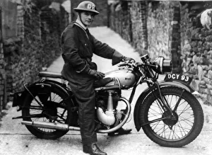 01436 Prints: Despatch rider Bill Jenkins before his ride of terror through the streets of Swansea