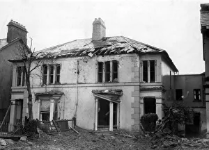 Destruction caused by air raids in Cardiff, Wales. February 1941