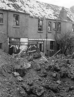 Destruction caused by air raids in Cardiff, Wales. February 1941