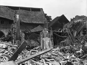 Debris Prints: Devastation at Upton Park following a V2 missile explosion in which 16 people were killed