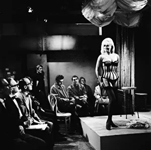 Suspenders Prints: Diana Dors as a stripper on the set of the 1968 television series The Inquisitors October
