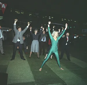 01358 Prints: Diana Moran, keep fit expert, recruited 12 South London commuters at Waterloo Station