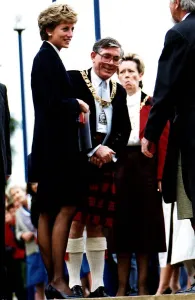 Diana, Princess of Wales arrives at the Heriot Watt University in Edinburgh