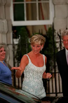 Diana, Princess of Wales arrives for a private viewing and reception at Christies in