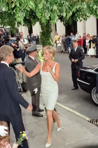Diana, Princess of Wales arrives for a private viewing and reception at Christies in