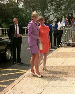 Diana, Princess of Wales arrives at the Red Cross Headquarters in Washington DC where she