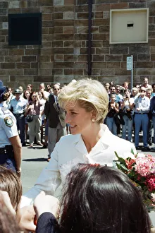 Diana, Princess of Wales arrives at the The Sacred Heart Hospice in Sydney, Australia
