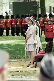 Diana, Princess of Wales attends the unveiling of the Canadian War Memorial in Green Park