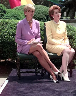 Diana, Princess of Wales with Elizabeth Dole at the Red Cross Headquarters in Washington