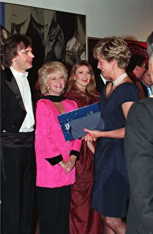 DIANA, PRINCESS OF WALES AT EVENING FUNCTION WITH GLORIA HUNNIFORD AND CARON KEATING