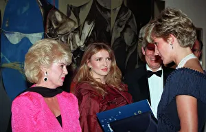 DIANA, PRINCESS OF WALES AT EVENING FUNCTION WITH GLORIA HUNNIFORD AND CARON KEATING