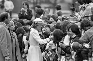 Images Dated 14th June 1983: Diana, Princess of Wales greets crowds at a walkabout in Halifax, Canada. 14th June 1983