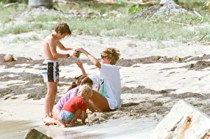 Diana, Princess of Wales on holiday in Nevis with Prince William. January 1993