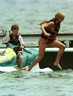 Diana, Princess of Wales on holiday in St Tropez in the South of France as the guest of