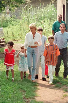 Diana, Princess of Wales makes a three day visit to Bosnia - Herzegovina as part of her
