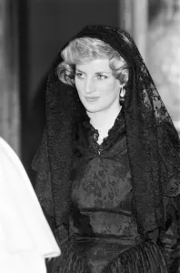 Veil Prints: Diana, Princess of Wales meets Pope John Paul II at the Vatican. 29th April 1985