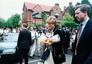 Images Dated 23rd March 1988: Diana, Princess of Wales during a visit to Rugby. She is seen here at Fawsley House Red