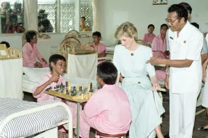 Diana, Princess of Wales, on a visit to Sitanala Leprosy Hospital in Tangerang, Indonesia