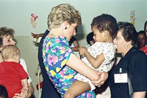 Baby Prints: Diana, Princess of Wales visiting a hostel for abandoned children in Feben near Sao Paulo