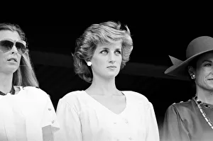 01499 Prints: Diana, Princess of Wales watches her husband playing in a polo match at Palm Beach
