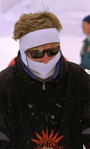 Diana Princess of Wales, wearing a headband while ski-ing on holiday in Lech, Austria