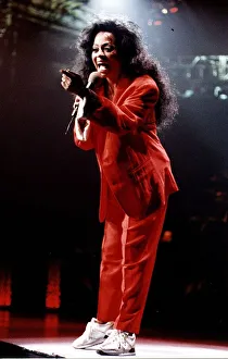 Diana Ross singer SECC Glasgow singing red suit white trainers pointing