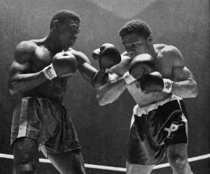 Dick Tiger (left) v Yolande Pompey seen here at the Empire Pool Wembley