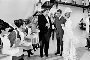 Dick Van Dyke (centre) and James Robertson Justice (left) and Sally Ann Howes (right