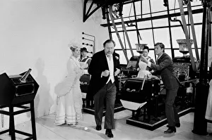 Dick Van Dyke (right), Sally Ann Howes and James Robertson Justice (in black tails