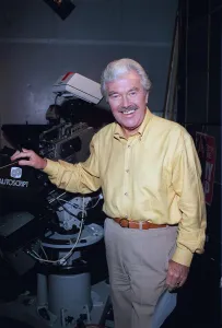 DICKIE DAVIES IN SKY SPORTS GOLD TV STUDIO 31st October 1995