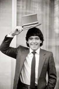 Diego Maradona - Football Player - May 1986 wearing suit and tie