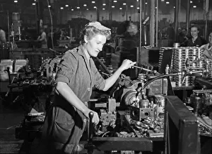 Diesel engines being assembled at the Perkins factory in Peterborough. 10th November 1949