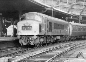 Diesel Prints: Diesel locomotive No. IV45 at Newcastle Central Station on 3rd December 1967