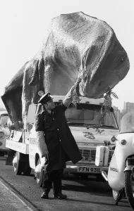 00896 Prints: A dinosaur on the move in Essex. A 16 foot high and 45 foot long Cetiosaurus