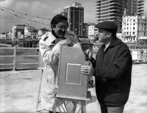 00024 Prints: Director Richard Attenborough and producer-writer Len Deighton relax during a break in
